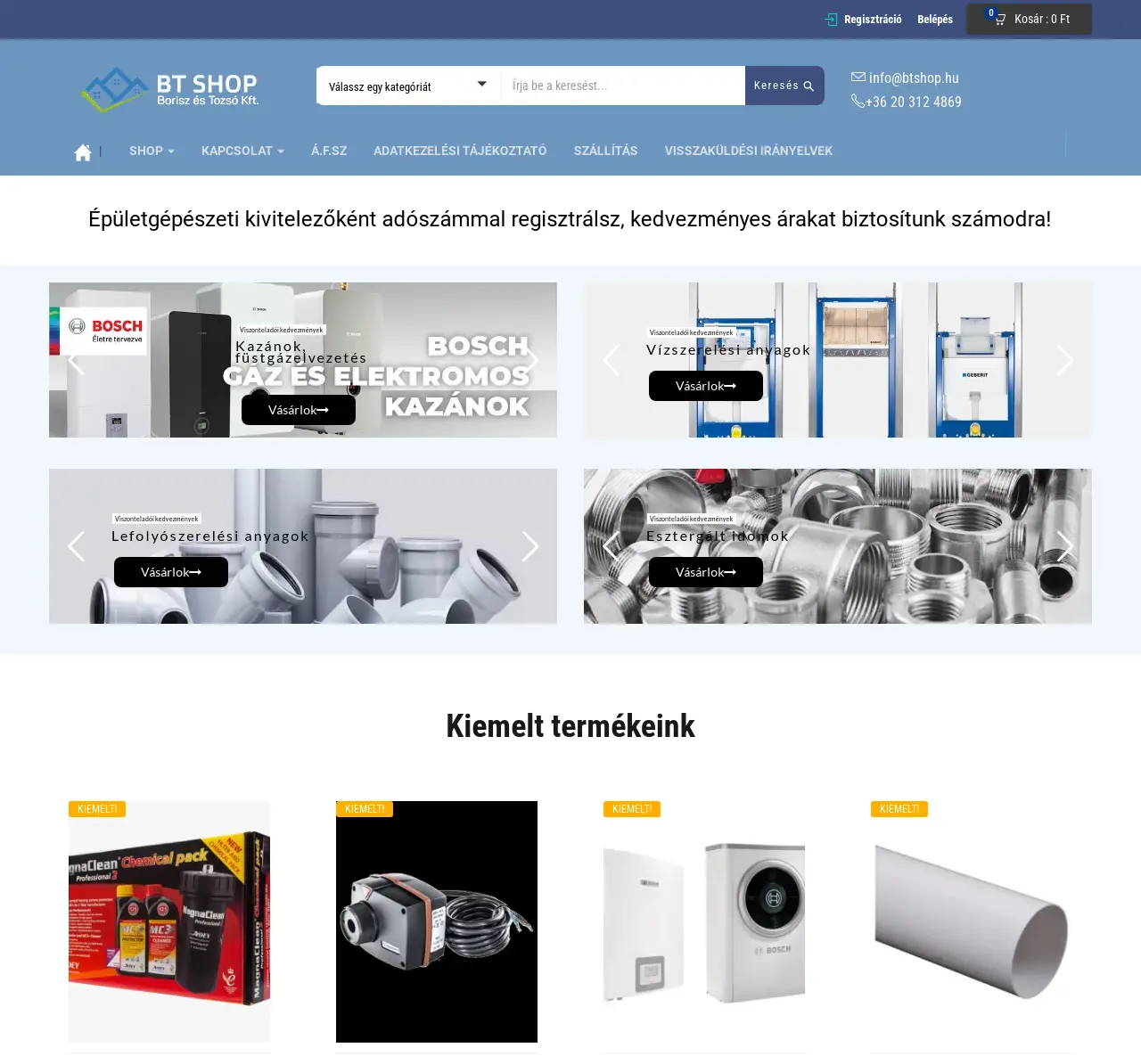 BTShop.hu Weboldal Screenshot
